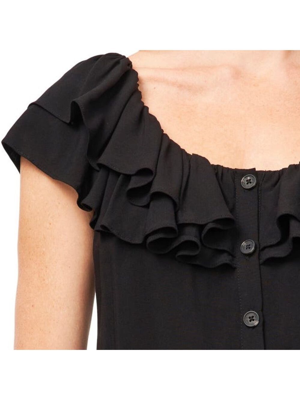NWT $69 CeCe Black Tiered Ruffle Top